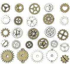 10 Clock Gears Cogs Parts Silver Bronze Metal Steampunk Supplies Assorted Lot - £4.58 GBP