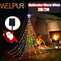 USB/Solar Christmas Tree Lights – 8-Mode Star Waterfall String Lights - $17.81+