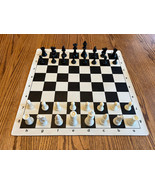 New Basic Chess Set Black 20x20 inch Vinyl Board w/ Single Weighted chess Pieces - $21.00