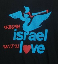 From Israel With Love Black T Shirt Kids XL Blue Dove Heart - $8.90
