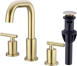Trustmi Bathroom Faucet 2 Handle 8 Inch Brass Sink Faucet 3 Hole, Brushed Gold - £62.30 GBP