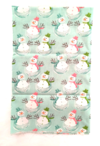 Fat Quarter 18&quot;x21&quot; Cute Smiling Snowmen on a Pale Green Cotton Fabric Jo-Ann - £6.63 GBP
