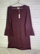 Max Studio Burgundy Red Bell Flare Sleeve Knit Sweater Dress Womens Size M - $38.12
