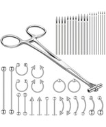 41pcs Body Piercing Set with Septum Clamp 20 Piercing Kit Needles 20 Pieces - £25.38 GBP