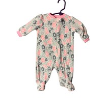 Giranimals Girls Infant Baby Size 0 3 Months Pink Fleece Full Zip Pajama... - $6.92