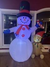 Christmas Airblown Inflatables Gemmy 7&#39; Snowman and Teddy Bear New - $28.04