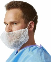 1000 White Polypropylene Beard Covers 18&quot; Pleated Disposabl Beard Guards - £77.14 GBP