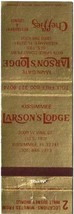 Florida Matchbook Cover Kissimmee Larson&#39;s Lodge Cheffies Restaurant Lounge - £1.54 GBP