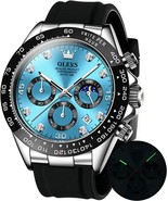 OLEVS Men's Watches Chronograph Multifunction Sport Silicone Luxury Diamond Moon - $99.64