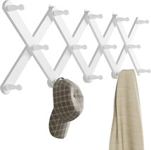 Oropy Wood Accordion Wall Hanger, Expandable Coat Rack Wall Mount With 14 Pegs, - £26.24 GBP