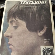 Vintage Sheet Music The Beatles Yesterday Paul McCartney 1965 - $9.89