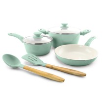 Gibson Home Plaza Cafe 7 Piece Essential Core Aluminum Cookware Set in Sky Blue - €123,66 EUR