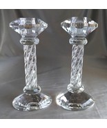SIMON DESIGNS Prismatic Twisted Crystal Glass Candlestick Holders (6&quot; H) - £11.45 GBP