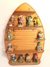 Danbury Mint Teddy Bear Perpetual Wood Calendar Vintage Figurine Display - $123.74
