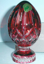 Waterford Lismore Crystal Reddish Pink Egg Paperweight 4.5&quot; Easter Sculp... - $128.60