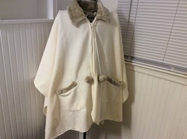 Ladies Fleece Cream Ivory Winter Cape Poncho Wrap by LeModa One Size Fit... - $35.00