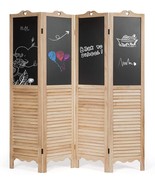 4-Panel Folding Privacy Room Divider Screen with Chalkboard  - Color: Na... - $283.78 CAD