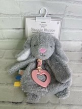 Modern Baby Bunny Rabbit Gray Snuggle Blankie Security Blanket Lovey And Teether - £30.72 GBP