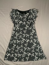 George Black/White Ribbon Striped Butterfly Sleeve Lined Dress Women&#39;s 12 - £8.79 GBP