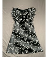 George Black/White Ribbon Striped Butterfly Sleeve Lined Dress Women&#39;s 12 - £8.92 GBP