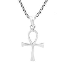 Ancient Egyptian Ankh Hieroglyph  Sterling Silver Necklace - $17.58