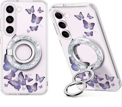 Bundle Compatible with Samsung Galaxy S23 Plus Case Butterfly Purple Magnetic Ph - £60.08 GBP
