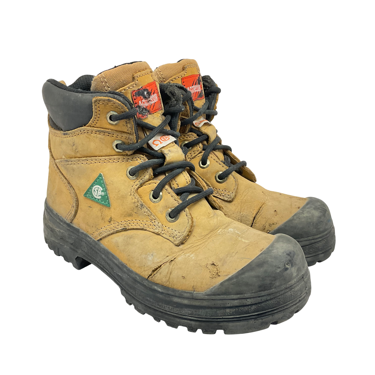Aggressor Mens 6&quot; Lynx II Steel Toe Steel Plate Work Boots 6500 Wheat Si... - $18.99