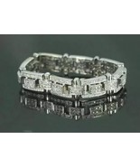 15CT Round Lab-Created Men&#39;s Lab Created Diamond Bracelet 14K White Gold... - $685.99