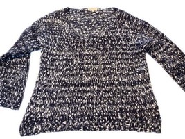 Margeaux Ellie Size S Marled Knit Sweater Blue White Soft Vneck Pullover - $11.39