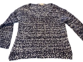 Margeaux Ellie Size S Marled Knit Sweater Blue White Soft Vneck Pullover - £8.55 GBP