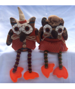 HAND CRAFTED OWL COUPLE FIGURES  SHELF SITTERS   NEW - £13.25 GBP