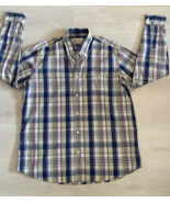 Beretta Men’s Plaid Long Sleeve Button Down Shirt Size XL Blue Cream Red... - £11.14 GBP