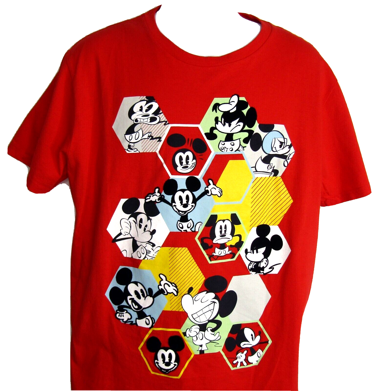 Primary image for Disney Store Mickey Mouse Expressions Cartoon Flocking Red T-Shirt Size Large