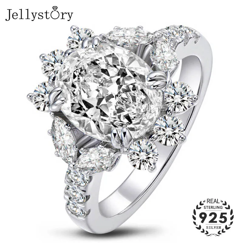 Jellystory real s925 sterling silver rings with oval shaped 5A zircon gemstones  - $74.60