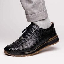 Alonzo Genuine Caiman Crocodile Fashion Sneaker Black image 10