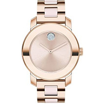 Movado Women&#39;s Bold Ceramic Rose gold Dial Watch - 3600799 - £321.42 GBP