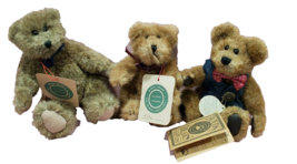 Lot 3 Small Brown Boyds Plush Bears ~ Raeburn In Denim Vest, Wilson, Chr... - $15.00