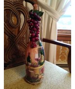 DECOUPAGE BOTTLE OF WINE  With Grapes - £38.91 GBP