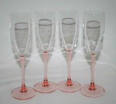 Cristal D&#39;Arques France Luminarc Rose -Set of 4- Champagne Glasses  #2179 - £28.77 GBP