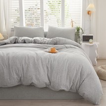 Grey Duvet Cover Jersey Knit Cotton Comforter Cover Gray Duvet Cover Set Queen F - £86.31 GBP