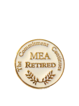 MEA Retired Teacher White Enamel Lapel Hat Pin Badge - £7.84 GBP