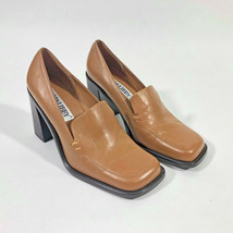 Sam and Libby Tan Block Heel Women&#39;s Slip on 7.5M Leather Uppers - $34.64