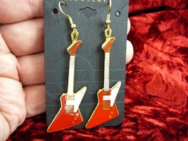 (M-307-G) Pick 1 of 4 colors GIBSON EXPLORER Electric Guitar Earrings Jewelry - £27.29 GBP