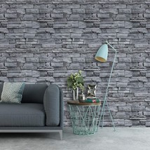 Qimay Grey Brick Wallpaper Peel And Stick Wallpaper 17.7&quot;X236&quot;3D Brick Self - £25.57 GBP