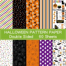 60 Sheets Halloween Pattern Paper Set 5.5 X 8.2 Inches Decorative Paper For Card - £10.38 GBP