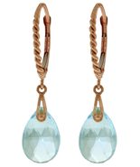 Galaxy Gold GG 14k Rose Gold Leverback Earrings with Briolette Blue Topaz - $400.94