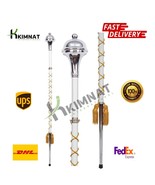 Drum Major Mace Ball Top White Beech Wood Shaft Gold Silk Cord Three Part Mace - $160.00 - $175.00