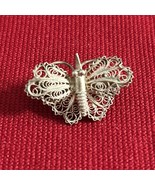 Vtg Filigree Silvertone Butterfly 1” J308 - $16.28 CAD