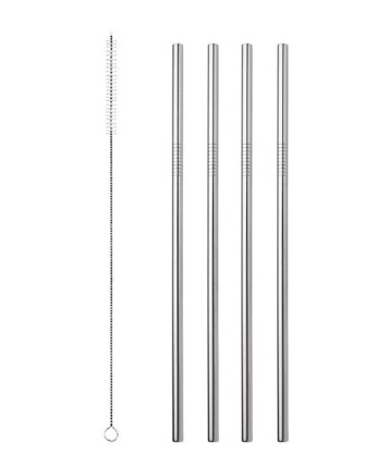2 pcs Stainless Steel Straw Reusable Metal Drinking Straw With Cleaner B... - $7.82