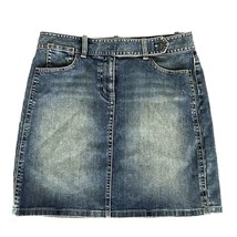 Ann Taylor Denim Skirt Size 10 Medium Wash Stretch Denim Pockets - $17.59